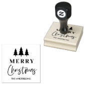 Minimalist Merry Christmas Tree Personalized Rubberstempel (Gestempeld)