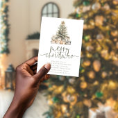 Minimalist Merry Christmas Tree Sage Script Party Kaart