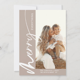 Minimalist Merry Everything Foto van Kerstmis Feestdagenkaart