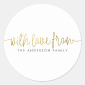 Minimalist met liefde van belettering & familienaa ronde sticker (Voorkant)
