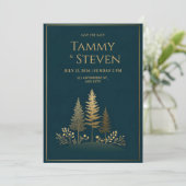 Minimalist Midnight Gold Tree Wedding Kaart (Staand voorkant)