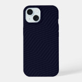 Minimalist Midnight Navy Blue Zig Zag Geometric  iPhone 15 Case (Achterkant)