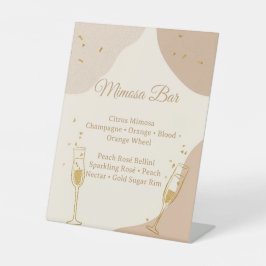 Minimalist Mimosa Bar Sign – Neutral Brunch Reclamebord Met Voetstuk