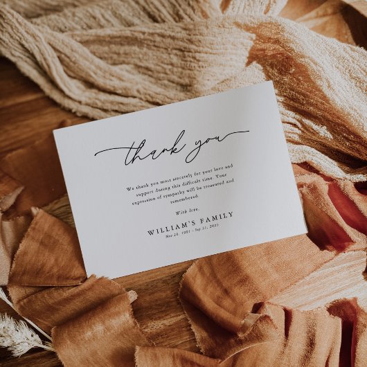 Minimalist Minimalist Funeral Sympathy Memorial Bedankkaart