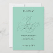Minimalist mint green monogram initials wedding kaart (Voorkant)