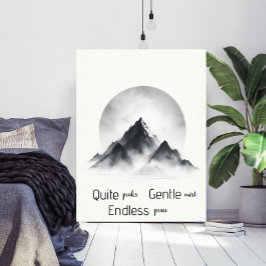 Minimalist Misty Mountain Silhouette Wall Art Poster