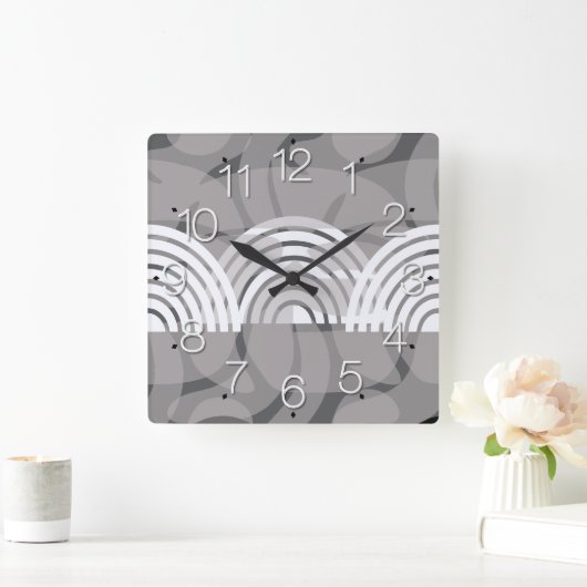 Minimalist Mixed Boho Arches Vierkante Klok (Huis)