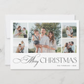 Minimalist modern 5 photo collage Merry Christmas Feestdagenkaart (Voorkant)