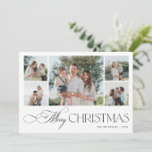 Minimalist modern 5 photo collage Merry Christmas Feestdagenkaart (Staand voorkant)