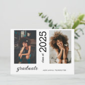 Minimalist Modern Afstuderen twee foto's Kaart (Staand voorkant)