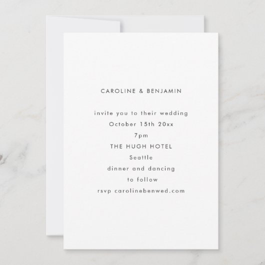 Minimalist Modern Autumn Black White Wedding Kaart (Voorkant)