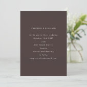 Minimalist Modern Autumn Coffee Brown Wedding Kaart (Staand voorkant)