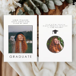 Minimalist Modern B&W Graduation Announcement Card Aankondiging