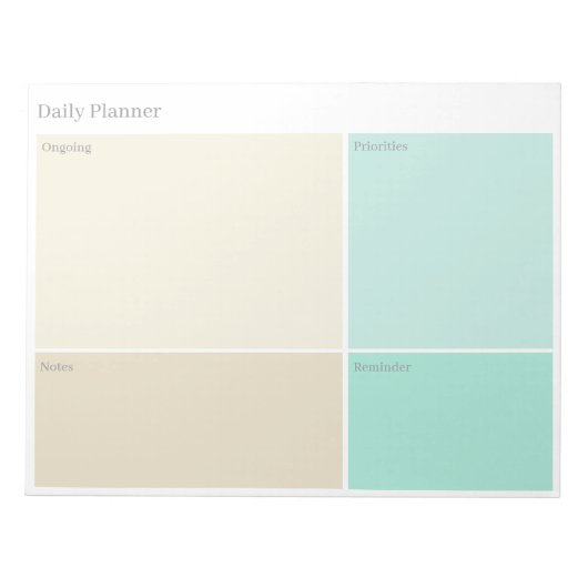 Minimalist, Modern Beige & Aqua Blue Daily Planner Notitieblok (Voorkant)