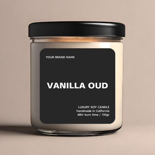 Minimalist modern black and white luxury candle  vierkante sticker