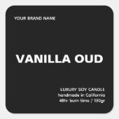 Minimalist modern black and white luxury candle  vierkante sticker (Voorkant)