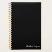 Minimalist Modern Black Script Name Aesthetic Chic Planner (Voorkant)