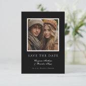 Minimalist Modern Black White Elegant Photo  Save The Date (Staand voorkant)