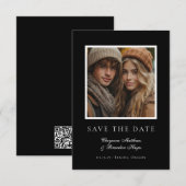 Minimalist Modern Black White Elegant Photo  Save The Date (Voorkant / Achterkant)