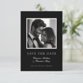 Minimalist Modern Black White Elegant Photo  Save The Date (Staand voorkant)