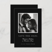 Minimalist Modern Black White Elegant Photo  Save The Date (Voorkant / Achterkant)