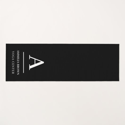 Minimalist Modern Black White Monogram Style Yogamat (Voorkant (horizontaal))