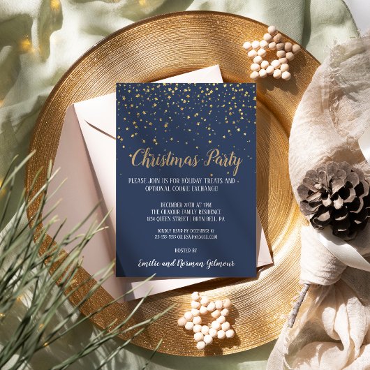 Minimalist Modern|Blue Confetti Kerstfeest Kaart