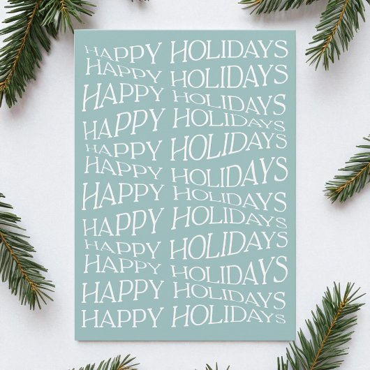 Minimalist Modern Blue Typography Happy Holidays Feestdagenkaart