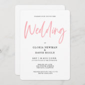 Minimalist Modern Blush Pink QR Code Wedding Kaart (Voorkant / Achterkant)