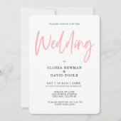 Minimalist Modern Blush Pink QR Code Wedding Kaart (Voorkant)