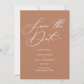 Minimalist modern Bohemian terracota Save the Date (Voorkant)