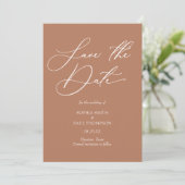 Minimalist modern Bohemian terracota Save the Date (Staand voorkant)