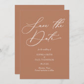 Minimalist modern Bohemian terracota Save the Date (Voorkant / Achterkant)