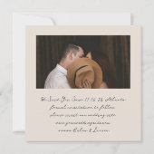 Minimalist Modern Boho Beige Square Photo Wedding Save The Date (Achterkant)
