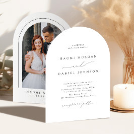 Minimalist Modern Chic Script Elegant Arch Wedding Kaart