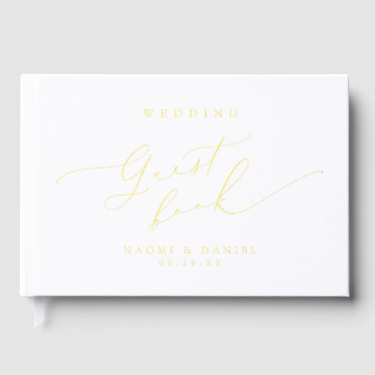 Minimalist Modern Chic Script Elegant Wedding Gastenboek (Voorkant)