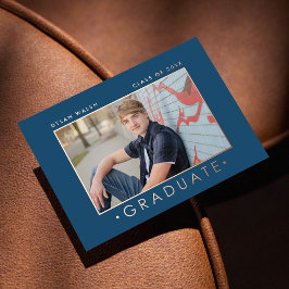 Minimalist Modern Chic Two Photo Grad Announcement Folie Feestdagenkaart