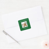 Minimalist Modern Christmas Green with Photo Vierkante Sticker (Envelop)
