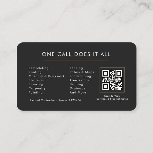 Minimalist Modern Construction Company Branding Visitekaartje (Achterkant)