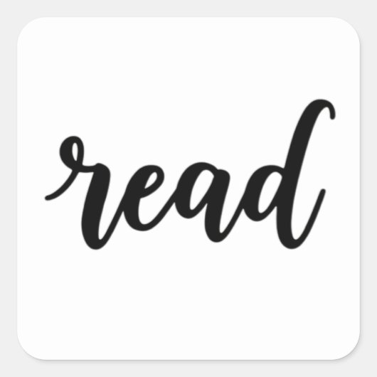 Minimalist Modern Cursive "read" Calligraphy Vierkante Sticker (Voorkant)