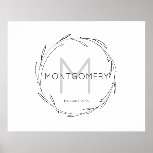 Minimalist Modern Custom Name Sign Wedding Gift Poster (Voorkant)