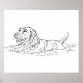 Minimalist Modern Dog Line Art Drawing Poster (Voorkant)