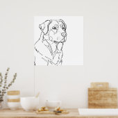 Minimalist Modern Dog Line Art Drawing Poster (Keuken)