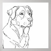 Minimalist Modern Dog Line Art Drawing Poster (Voorkant)