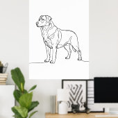 Minimalist Modern Dog Line Art Drawing Poster (Thuiskantoor)