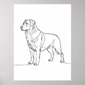 Minimalist Modern Dog Line Art Drawing Poster (Voorkant)