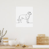 Minimalist Modern Dog Line Art Drawing Poster (Keuken)