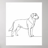 Minimalist Modern Dog Line Art Drawing Poster (Voorkant)