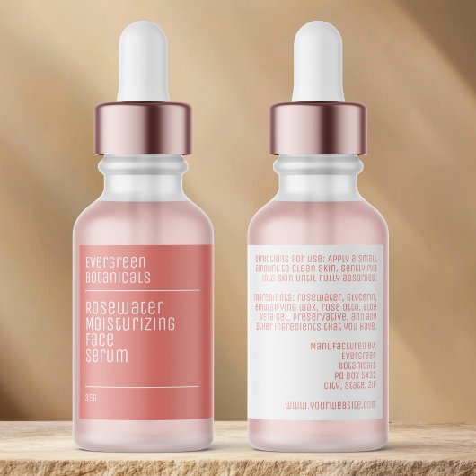 minimalist modern dusty rose dropper bottle label