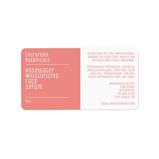 minimalist modern dusty rose dropper bottle label (Voorkant)